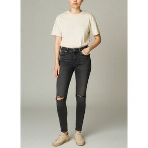 Hollister Womens Crop High Rise Distressed Skinny Jeans Size 5 / 27W Black Stret